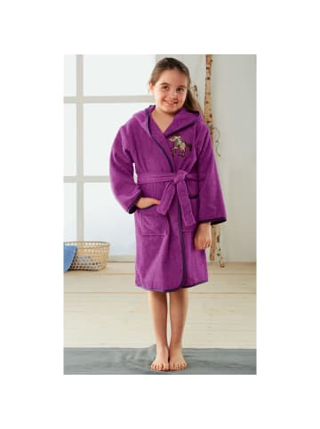Frottier Kinder-Bademantel mit Kapuze in fuchsia