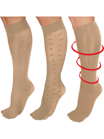 Stütz-Kniestrümpfe 3 Paar in beige