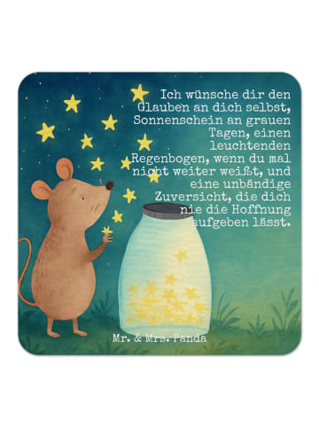 Tassenuntersetzer Maus Sterne Design mit Spruch in Weiß