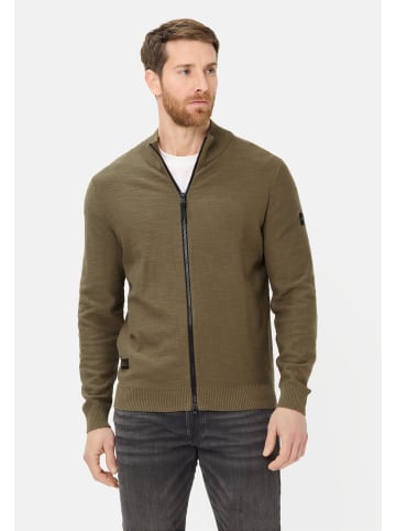 Strickjacke aus reiner Baumwolle in Olivgrün