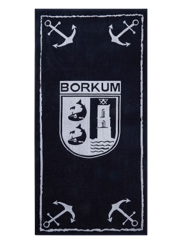Strandhandtuch "Borkumer Wappen" 180x88cm in navy/ white