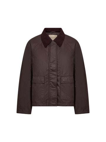 Jacke mit Kordkragen und verdeckten Knöpfen in Chocolate Plum