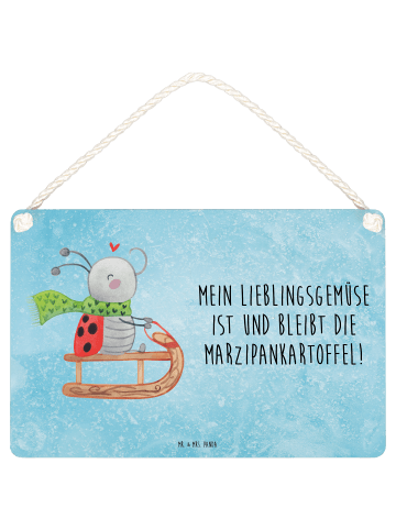 Deko Schild Smörle Rodeln mit Spruch in Eisblau