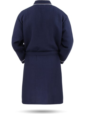 Herren Morgenmantel mit Waffel-Piqué Bali in Navy