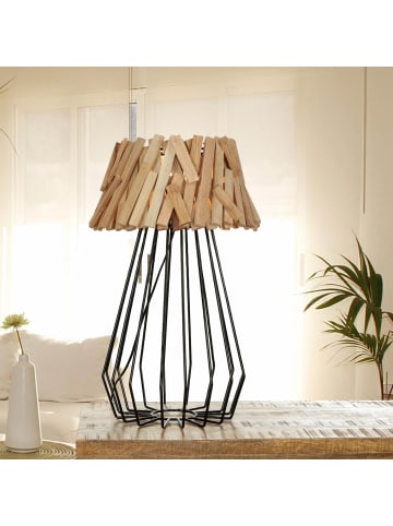 Tischlampe (B)35 x (H)58 cm in Holz (Natur) Schwarz