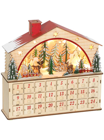 Weihnachtskalender in Naturholz 36L x 10B x 34H cm