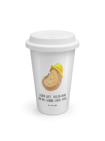Thermobecher Igel Beten mit Spruch in Weiß