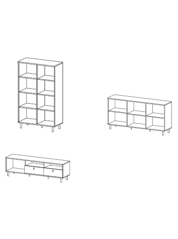 Wohnzimmer-Set Madis sand grange eiche / anthrazit 3-teilig