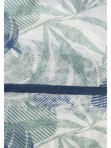 Schal mit Allover Print in Ozeanblau