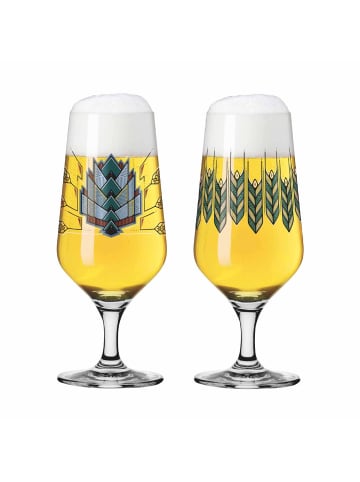 2er Set Pilsgläser mit Motiv Brauchzeit in Transparent 374 ml