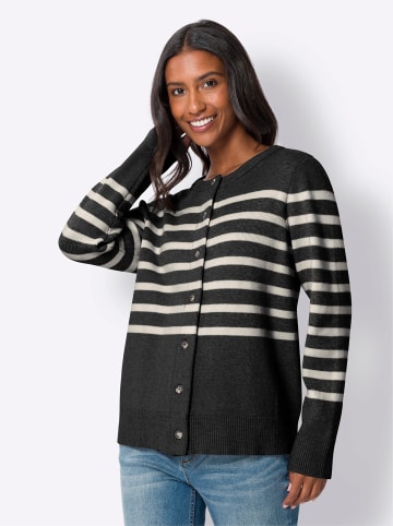 Cardigan in schwarz-ecru-geringelt