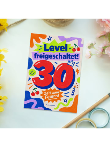 Postkarte Geburtstagskarte trendig Design mit S... in Weiß