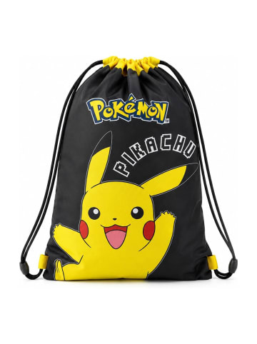 Pikachu Turnbeutel Kinder mit Tunnelzug und Namensfeld in Schwarz