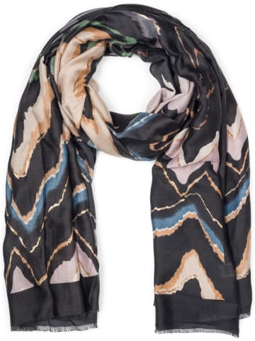 Zick-Zack Schal in Schwarz-Beige