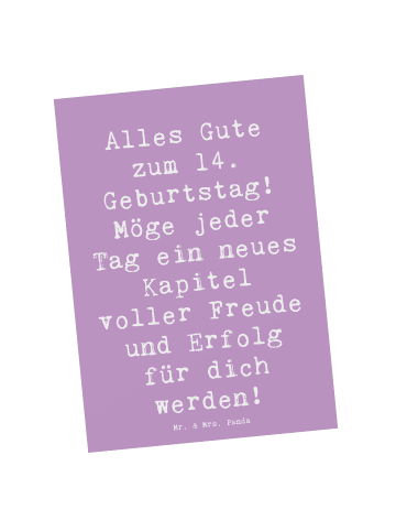 Postkarte Spruch 14. Geburtstag mit Spruch in Lavendeltraum