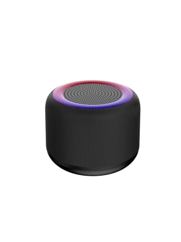 Tragbarer Bluetooth-Lautsprecher mit LED & kraftvollem Bass in Schwarz