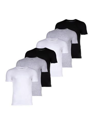T-Shirt 6er Pack in Weiß/Grau/Schwarz