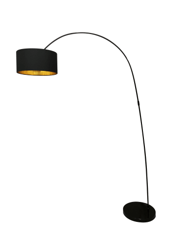 Bogenlampe 1-flammig Metallgestell und Stoffschirm Ø 40 cm in Schwarz