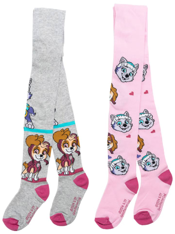 2er Pack Paw Patrol Strumpfhose Strickstrumpfhose Kinderstrumpfhose in grau/rosa