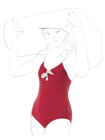 Kinderbademode MyDotty Mädchenbadeanzug rot-weiß Pünktchen