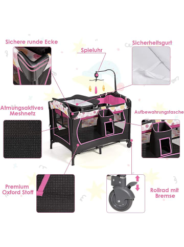 4 in 1 Reisebett 2 Ebenen in Rosa