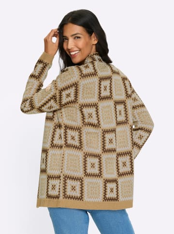 Strickjacke in camel-schoko-gemustert