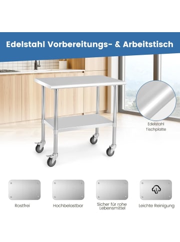 Arbeitstisch Edelstahl 92x61x89cm in Silber