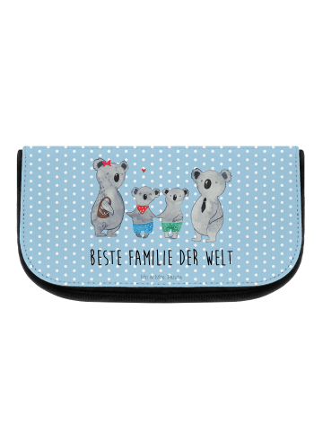 Kulturbeutel Koala Familie zwei mit Spruch in Blau Pastell