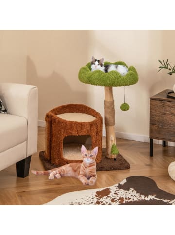 Kratzbaum Katzen pflanzenförmig in Braun