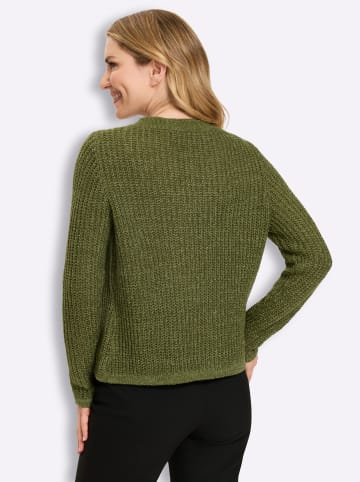 Strickjacke in oliv-schilf-meliert