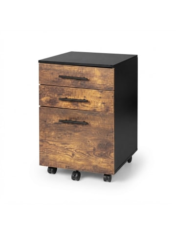 Rollcontainer in Schwarz/ Braun - (B)40 x (H)57,5 x (T)40 cm