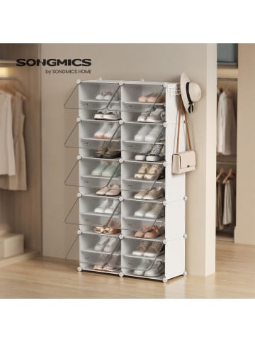 Schuhregal Damion in Weiß-Transparent - (B)83 x (H)156 x (T)32 cm