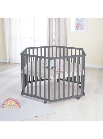 Laufgitter 6-eckig Holz anthrazit mit Rollen & veganer Schutzeinlage Greyish