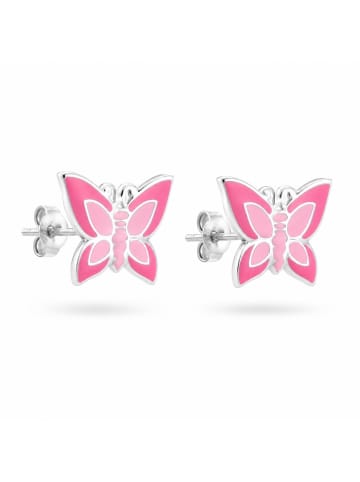 Ohrringe 925 Silber Schmetterling Pink