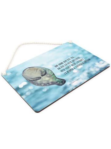 Schild Seekuh Happy mit Spruch in OZeichenanblue