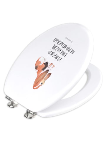 Toilettendeckel Hund Basset Hound mit Spruch in Weiß
