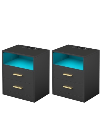 2er-Set: Nachttisch Custos in Schwarz - (B)40.1 x (H)50.2 x (T)30 cm