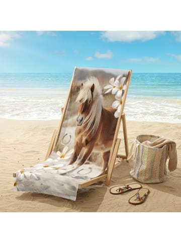 Velours-Frottier Strandtuch in sand