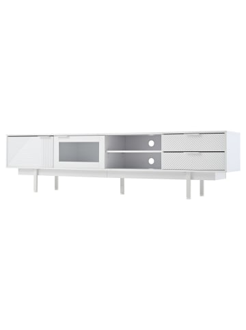 Fernsehschrank TV Ständer für 80 Zoll mit Stauraum 200*40*50.5 cm, Weiß
