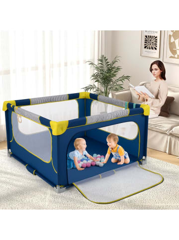 127 x 127 cm Laufstall Baby faltbar in Blau