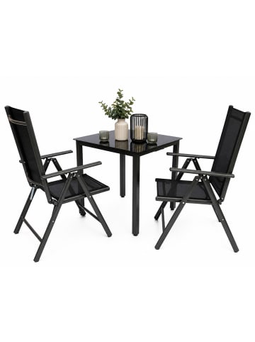 Alu Glas Gartenset Sitzgruppe Tisch Stühle 80 SW in Anthrazit