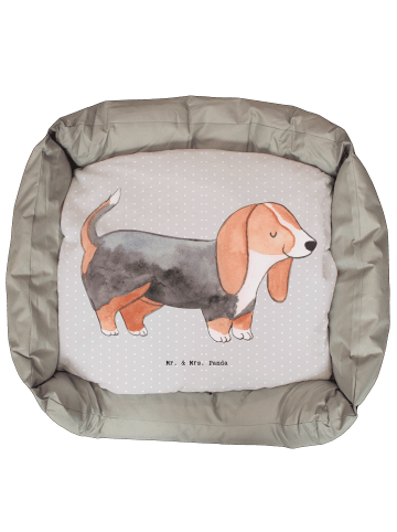 Hundebett Basset Hound Lebensretter ohne Spruch in Grau Pastell