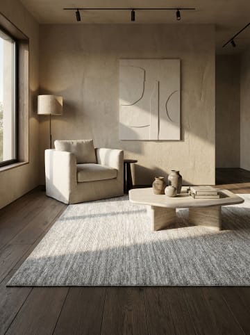 Teppich Kurzflor Waschbar Einfarbig AMMER Strapazierfähig OEKO-TEX in Creme