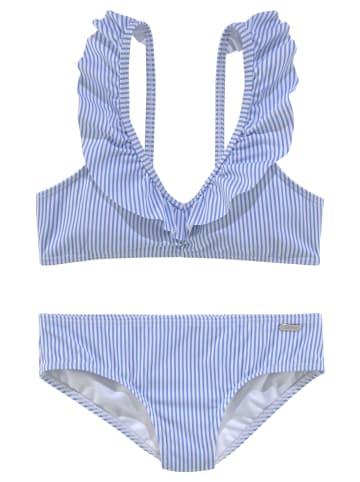 Bustier-Bikini in hellblau-weiß