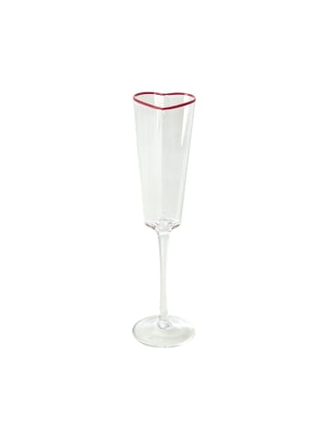 Herz-Sektglas mit rotem Rand in klar