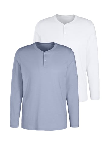 Langarmshirt in hellblau / weiß