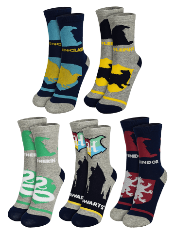 5er Pack Harry Potter Socken Sneaker Kindersocken Söckchen in blau/grau