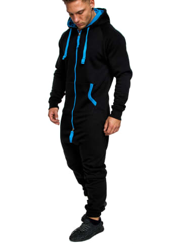Jumpsuit QUINCY in Schwarz/Türkis