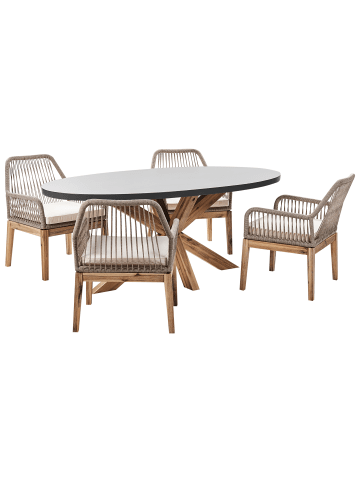 9-tlg Gartentisch Set ORISTANO in Grau/Beige/Braun