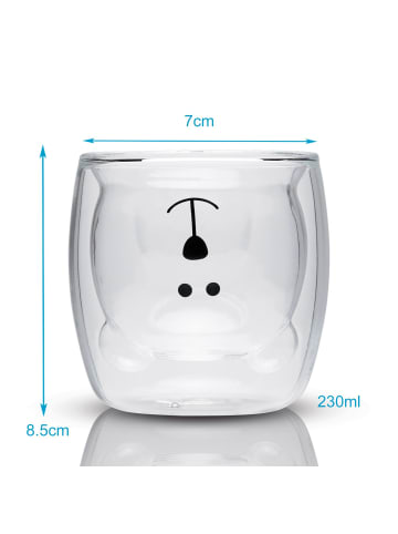 Doppelwandiges Bären Glas Thermoglas ohne Henkel in 4x Transparent